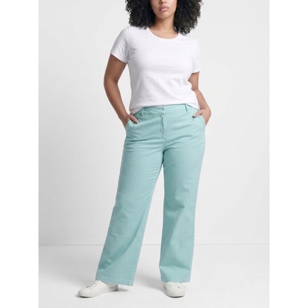 Cotton wide-leg pants, Valerie Stevens, light blue/aqua Size 16W